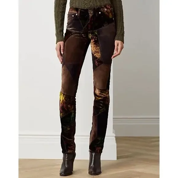 Ralph Lauren Collection Purple Label Patchwork 160 Slim Denim Jean Velvet 32 $3k - Picture 4 of 16